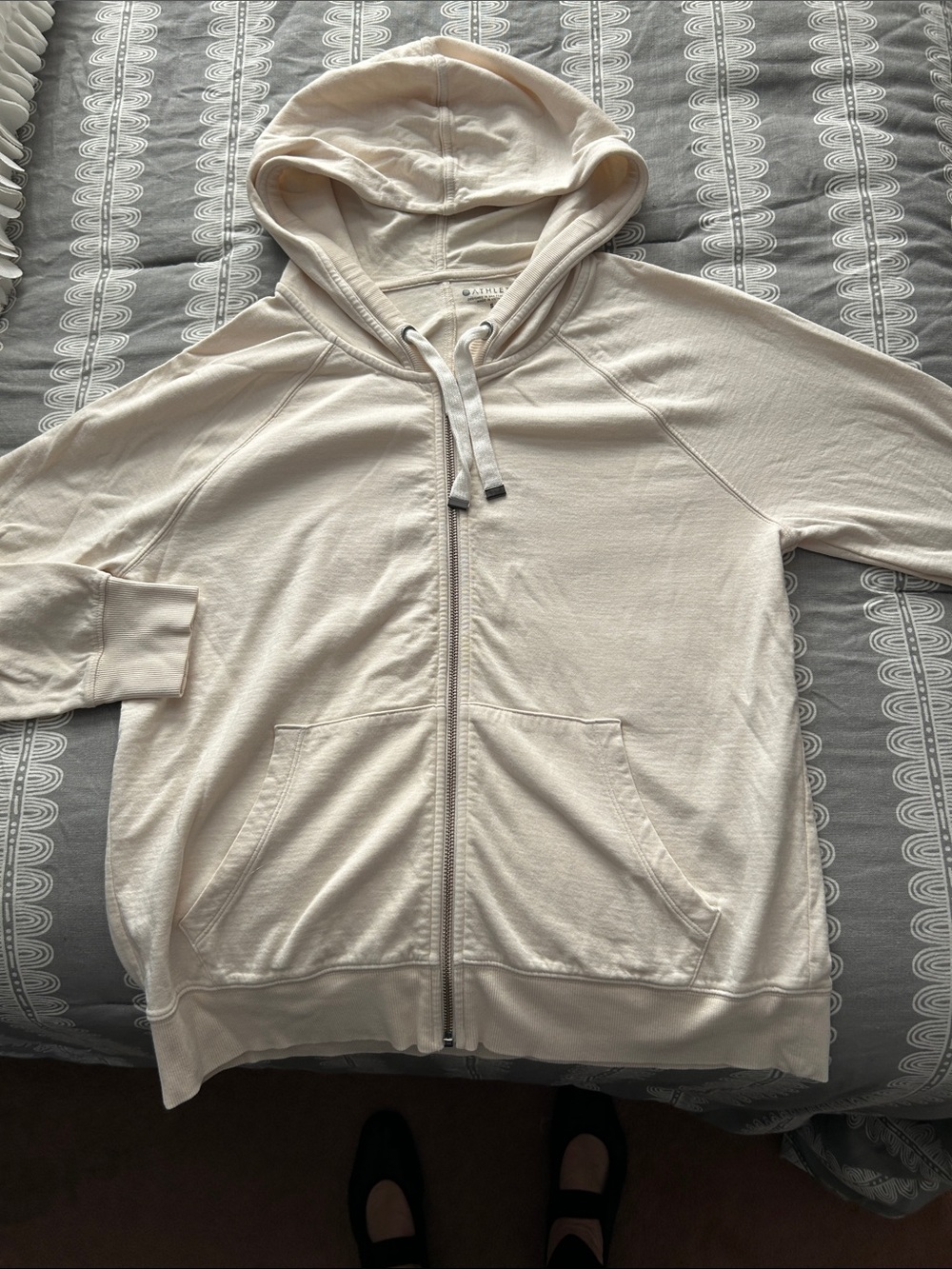 Athleta Cream Zip Hoodie with Drawstring